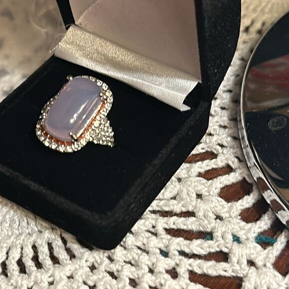 HUGE Crystal Zircon Ring Rose Gold and White Zircon Ring - Picture 4 of 14